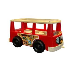 VTG 1969 Fisher Price Little People Red Mini Bus